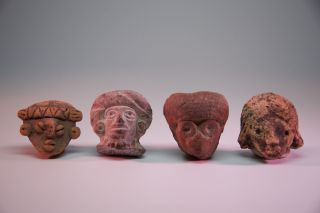 Authentic Clay Pre Columbian Toltec Heads Aztec Mayan Olmec Mexican