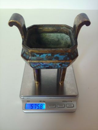 Antique Chinese Bronze And Cloisonne Incense Burner Censer. 11