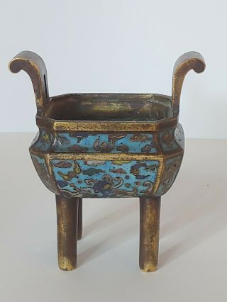 Antique Chinese Bronze And Cloisonne Incense Burner Censer. 2