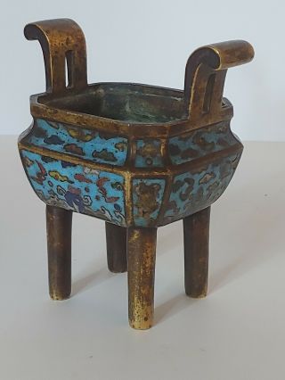 Antique Chinese Bronze And Cloisonne Incense Burner Censer. 3
