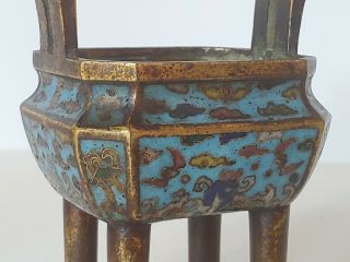 Antique Chinese Bronze And Cloisonne Incense Burner Censer. 4