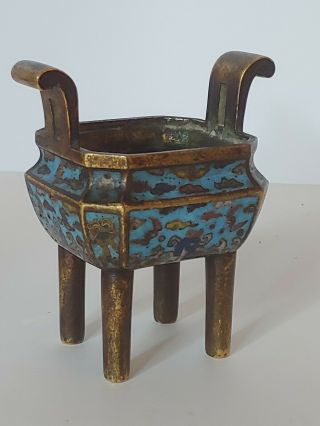 Antique Chinese Bronze And Cloisonne Incense Burner Censer. 5