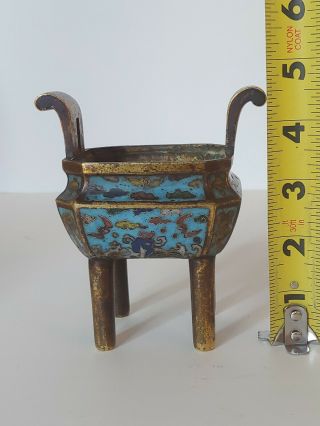 Antique Chinese Bronze And Cloisonne Incense Burner Censer. 8