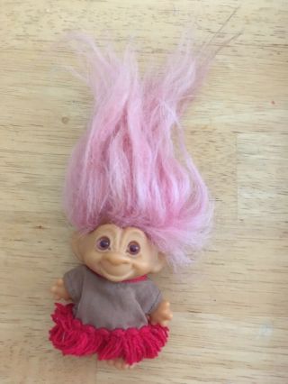 Vintage Troll Doll With Pink Hair And Eyes