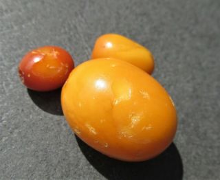 Antique Natural Butterscotch Egg Yolk Baltic Amber Beads 5.  8g. 4