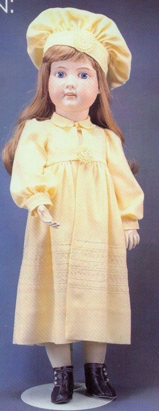 30 - 31 " Antique French - German Jumeau Doll Coat - Dress Hat W/rosette Trim Pattern