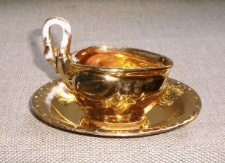 Antique Extra Rare Coffee Cup And Saucer Carl Scheldig Germ Swan Handle 434mm