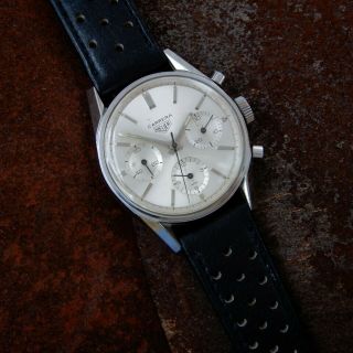 HEUER Carrera 12 First Execution Vintage 1964 Calibre Valjoux 72 Silver Dial 3