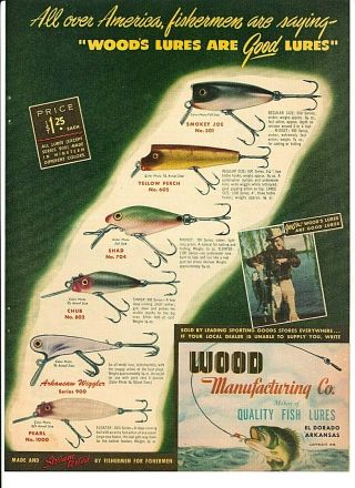 Vintage 1948 Wood Dipsy Doodle,  Arkansas Wiggler,  Smokey Joe Lures,  Johnson