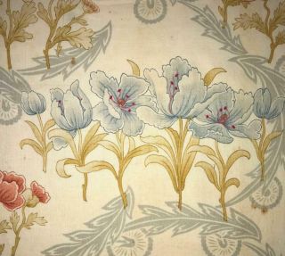 Piece Late 19th Century French Fine Linen Cotton,  Poppies 427