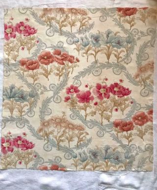 PIECE LATE 19th CENTURY FRENCH FINE LINEN COTTON,  POPPIES 427 4