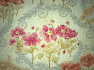 PIECE LATE 19th CENTURY FRENCH FINE LINEN COTTON,  POPPIES 427 5