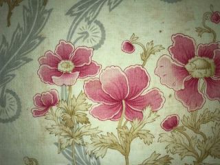 PIECE LATE 19th CENTURY FRENCH FINE LINEN COTTON,  POPPIES 427 6