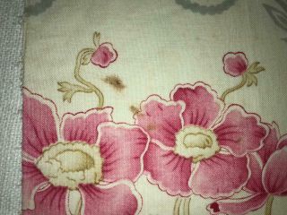 PIECE LATE 19th CENTURY FRENCH FINE LINEN COTTON,  POPPIES 427 7