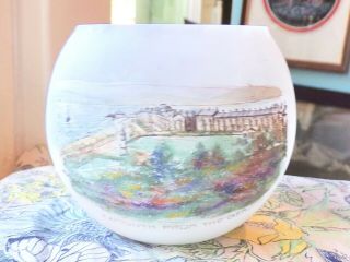 Antique English Art Glass Beacon Hotel Exmouth,  Prom Souvenir Vase - 3 Days Ship