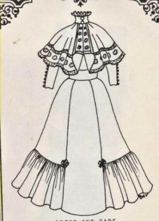 16 - 17 " Antique China Head/parian French Fashion Lady Doll Gore Dress Cape Pattern