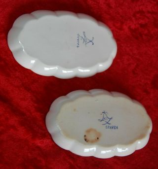 TWO ANTIQUE SEVRES FRENCH PORCELAIN CANDY DISHES MARKED 4
