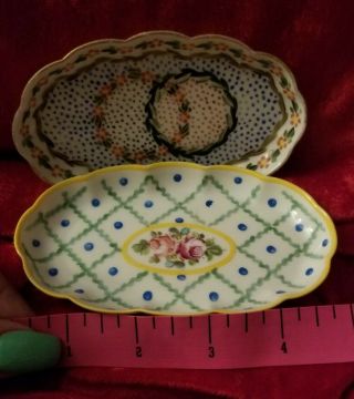 TWO ANTIQUE SEVRES FRENCH PORCELAIN CANDY DISHES MARKED 6