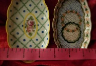 TWO ANTIQUE SEVRES FRENCH PORCELAIN CANDY DISHES MARKED 7