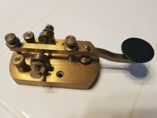 Very Rare Signal Electric Mfg Antique Brass Morse Code Telegraph Key Ham Radio