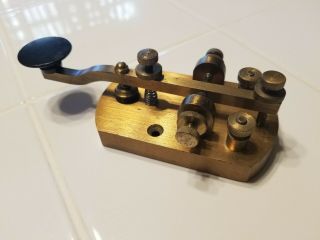 VERY RARE Signal Electric Mfg Antique Brass Morse Code Telegraph Key Ham Radio 2