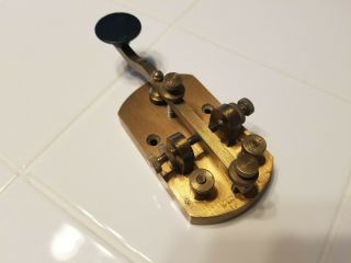 VERY RARE Signal Electric Mfg Antique Brass Morse Code Telegraph Key Ham Radio 3