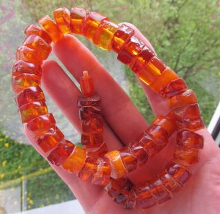 Antique Natural Baltic Amber Beads Necklace 72.  2G. 8