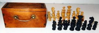 Antique / Vintage French Regency Style Chess Set With Case From England