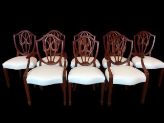 Set of 8 Grand Hepplewhite style chairs Pro French polished 10