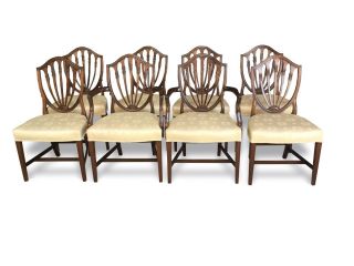 Set Of 8 Grand Hepplewhite Style Chairs Pro French Polished