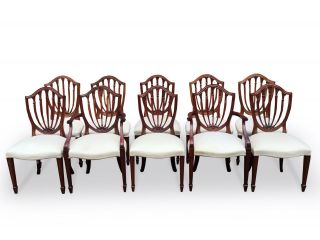 Set of 8 Grand Hepplewhite style chairs Pro French polished 7