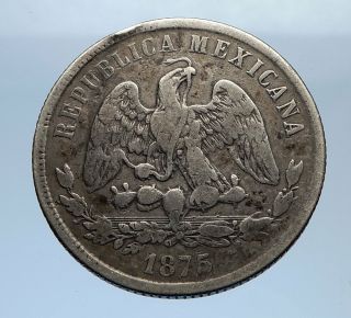 1875 MEXICO Silver 50 Centavos Antique Mexican Coin Eagle Liberty Sword i69359 2