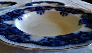 2 Pc Antique Flow Blue Blue Danube Johnson Brothers 9 " Plate & Flat Soup Excell