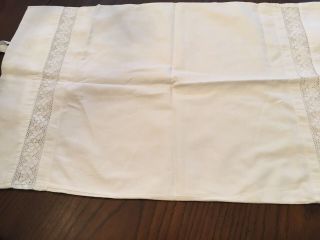 Vintage Pillowcase - Bolster - With Ribbon Ties In Both Ends - Lovely