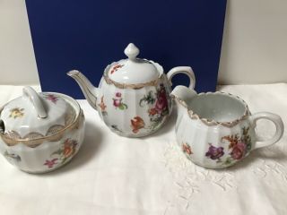 Antique 1904 Rare Wurttemberg 2188 Teapot/creamer/sugar Bowl Hd Pd Gold/floral
