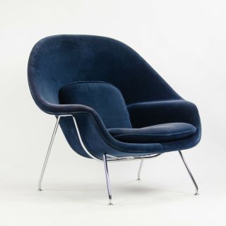 2018 Eero Saarinen Womb Chair Knoll Studio Full - Size Dark Blue Mohair Velvet