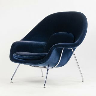 2018 Eero Saarinen Womb Chair Knoll Studio Full - Size Dark Blue Mohair Velvet 3