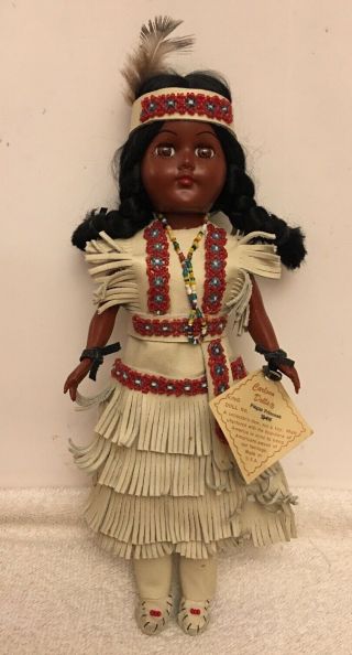 Vintage Carlson Dolls Piegan Princess Indian Doll With Papoose On Back With Tag