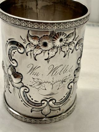 Canfield & Bro Peter L.  Krider Coin Silver Cup William Willis Baltimore Md