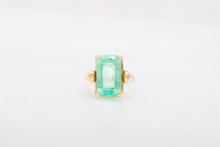 Antique 1940s Retro $10,  000 12ct Colombian Emerald 14k Yellow Gold Ring