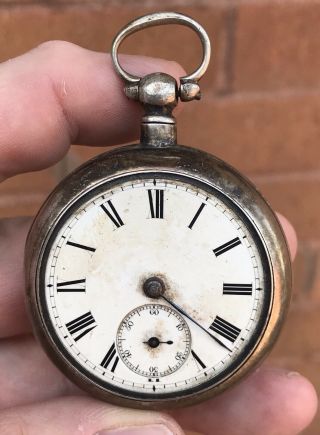 A Gents Early Antique Solid Silver Fusee Pocket Watch,  Spares Or Restoration.