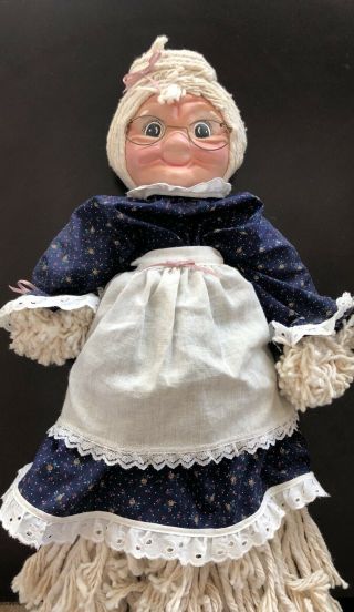 Vintage Mop Rag Grandma And Grandpa Dolls With Ceramic Faces 3