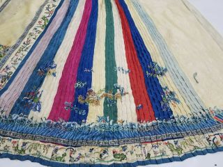 Antique Chinese 19thC Hand Embroidered Dragon Qing Dynasty Figurative Skirt 10