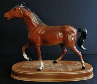 Antique Green Mark Beswick English Pottery Horses Figurines Base Rare Equestrian
