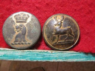 Detecting Finds 2 Large 25mm Gold Giled Livery Buttons Dog Deer
