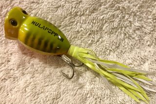 Fishing Lure Fred Arbogast 1/4oz Hula Popper Rare Green Parrot Tackle Box Bait