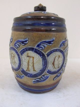 Antique Doulton Lambeth Tobacco Jar With Lid,  Circa 1885