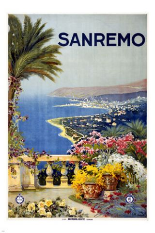 Sanremo Italy Vintage Travel Poster 24x36 Exotic Great For Home Decor