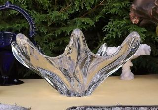 Large Heavy Crystal De Sevres France Flower Shaped Crystal Bowl Art Nouveau Déco