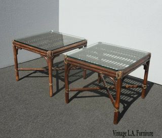 Vintage Mid Century Modern Brown Mcguire End Tables